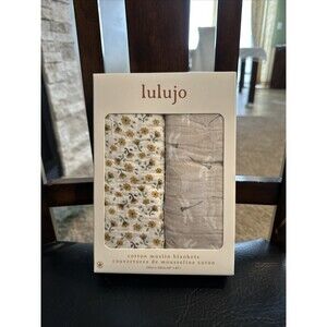 Lulujo Baby Cotton Muslin Blankets/Swaddles NEW 40x40 , 2PK